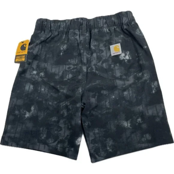 Carhartt Shorts Boys M 10 12 Black Tie-Dye Flat Front Elastic Waist APP1859 - Picture 2 of 9